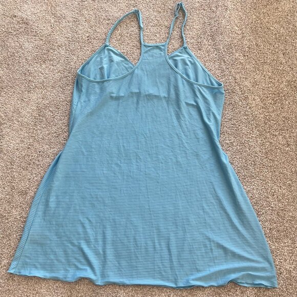 Aqua Light Blue Babydoll Halter Striped Sheer Mini Dress XL - Picture 5 of 8